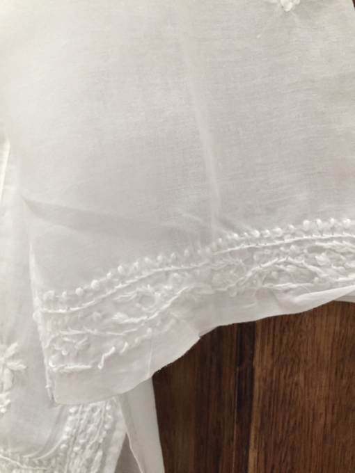White Voile Kurti Top with Hand-Stitched Embroidery - Image 4
