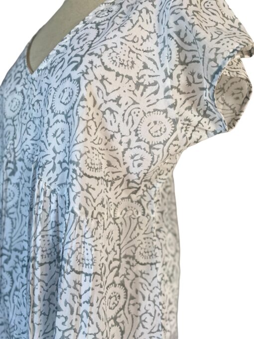 Smock Top, Block Printed in Ash Grey Floral with White Cami - Image 2