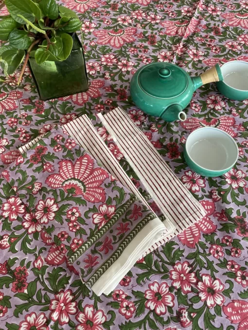 Cotton Table Napkins in Lilac, Pink Spring Garden in Sets of 4 & 6 - Image 2