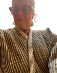 Quilted Robes in Olive Green and Grey Stripe