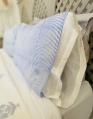 Set of two lime green stripe cotton voile pillowcases