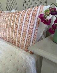 Floral stripe pillowcases with red and yellow floral print