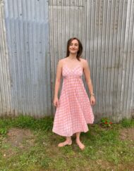 Cotton Peach Block Print Dress