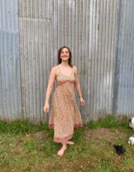 Cotton Block Print Midi Dress